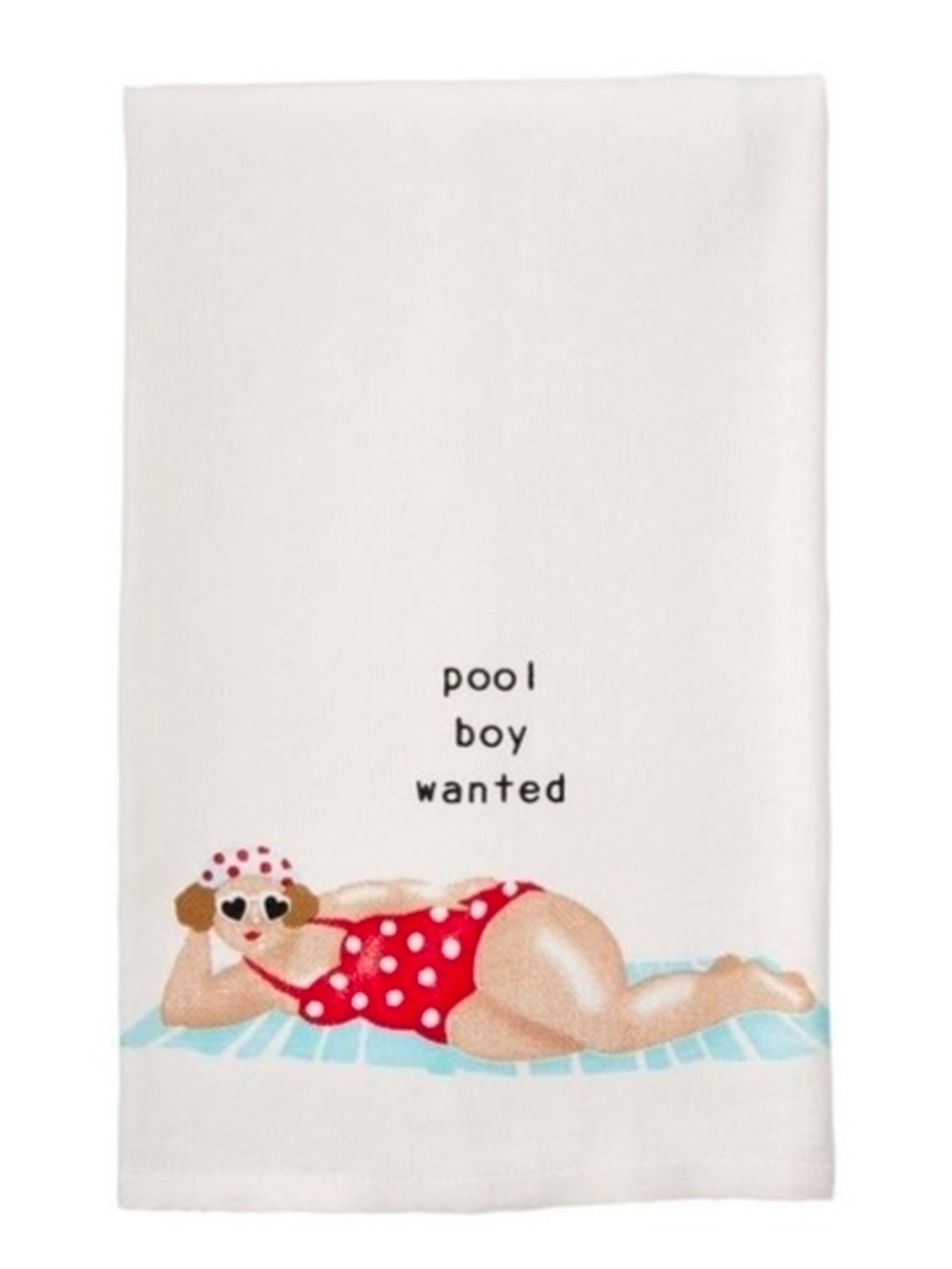 Pool Boy Wanted Towel with Retro Design Curvy Girl Beach Pinup